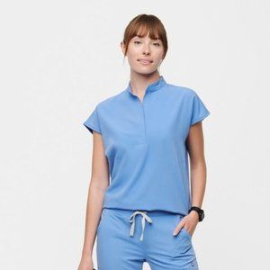 FIGS Rafaela™ Oversized Scrub Top - Cell Blue: Size XXS (Fits more like S-M)